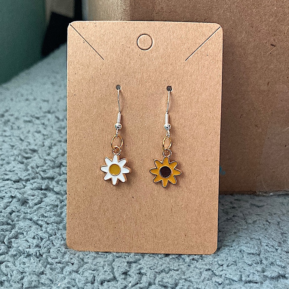 Yellow and white sun earrings